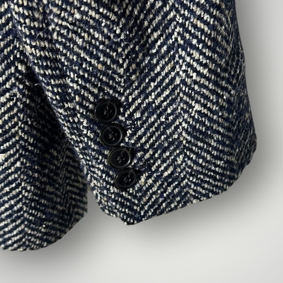 Banana Republic Olinda Oversized Italian Herringbone Blazer Blue Size XS New - Picture 11 of 14